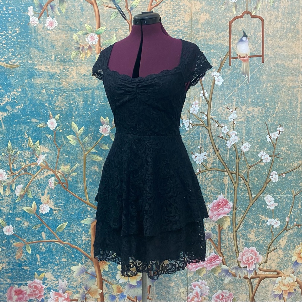 Free People Black Lace Skater Dress